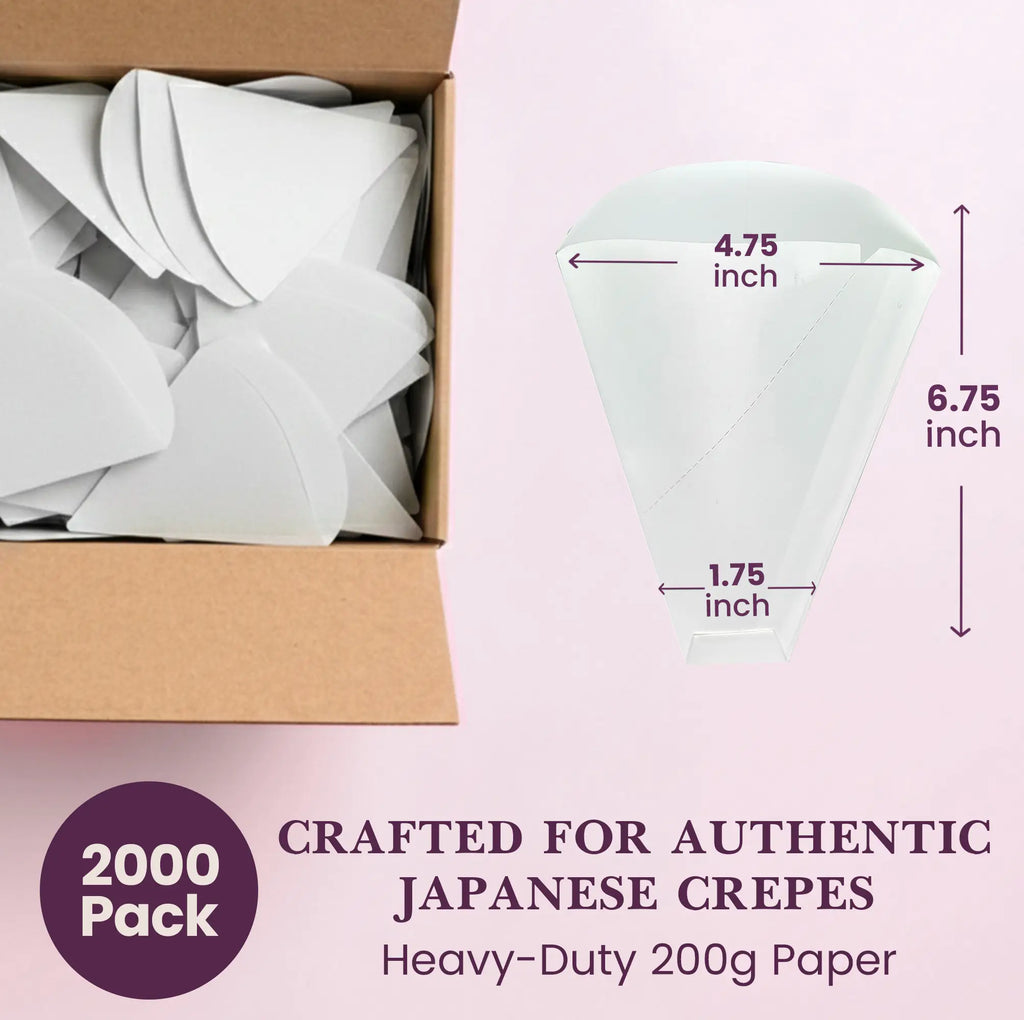 2000 Pack
CRAFTED FOR AUTHENTIC JAPANESE CREPES
Heavy-Duty 200g Paper